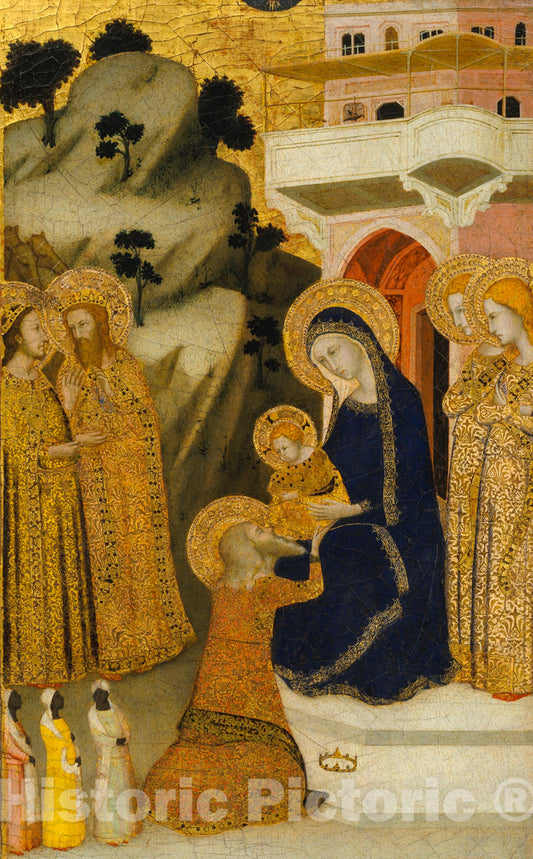 Art Print : Italian, Neapolitan Follower of Giotto - The Adoration of the Magi : Vintage Wall Art