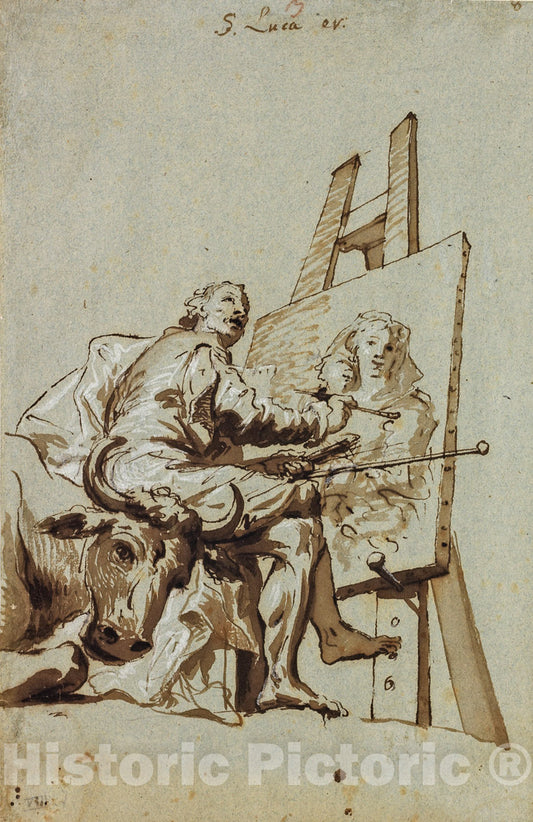Art Print : Georg Anton Urlaub - Saint Luke Painting the Virgin : Vintage Wall Art