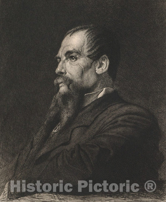 Art Print : Frederic, Lord Leighton - Portrait of Captain Burton, from "The Portfolio" : Vintage Wall Art