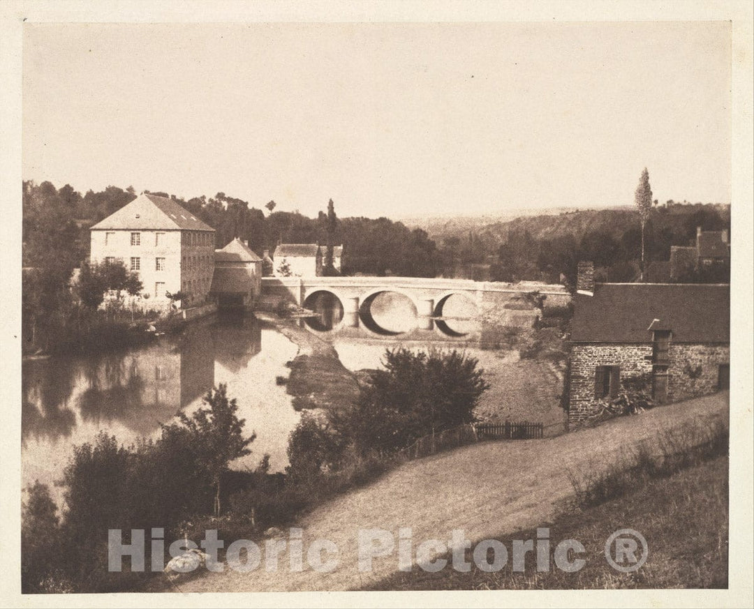 Photo Print : Louis-Adolphe Humbert de Molard - Pont d'Ouilly on The Orne River, Normandy : Vintage Wall Art