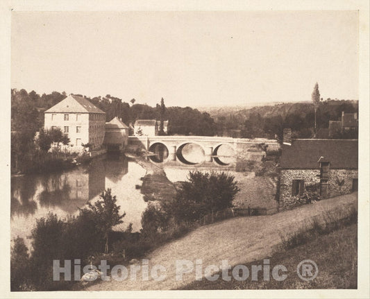 Photo Print : Louis-Adolphe Humbert de Molard - Pont d'Ouilly on The Orne River, Normandy : Vintage Wall Art