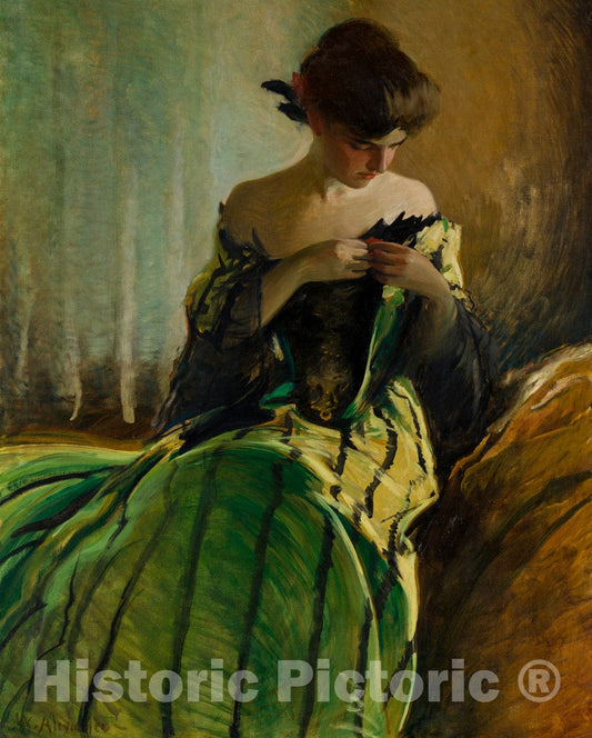 Art Print : John White Alexander - Study in Black and Green : Vintage Wall Art