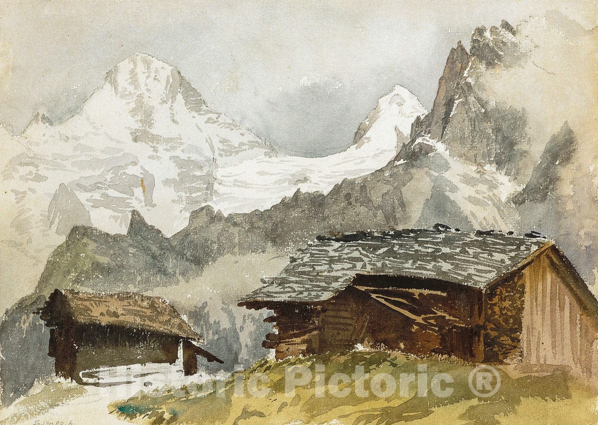 Art Print : John Singer Sargent - Chalets, Breithorn, Mürren : Vintage Wall Art