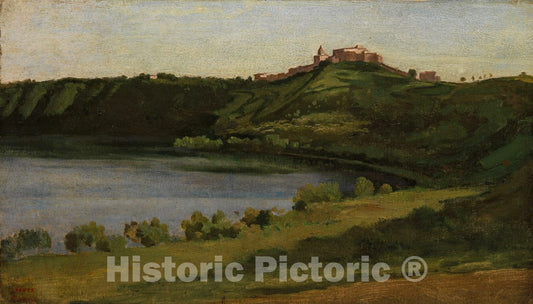 Art Print : Camille Corot - Lake Albano and Castel Gandolfo : Vintage Wall Art