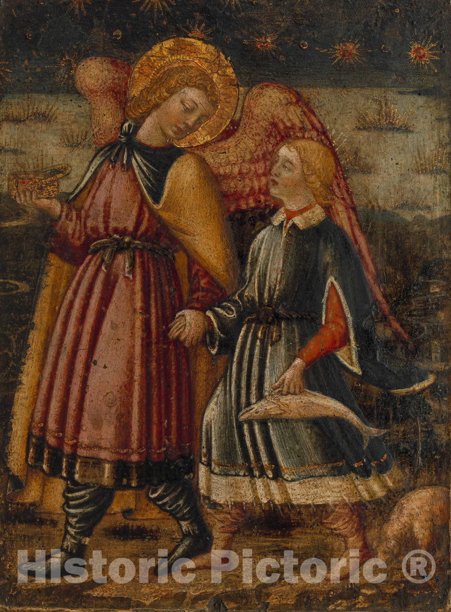 Art Print : Neri di Bicci - The Archangel Raphael and Tobias  v.1 : Vintage Wall Art