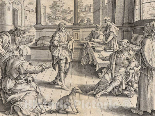 Art Print : Gerard de Jode - The King Summoning the Servant, from The Parable of the Unmerciful Servant : Vintage Wall Art