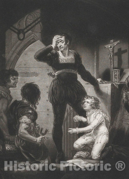 Art Print : James Northcote - Prince Arthur and Hubert (Shakespeare, King John, Act 4, Scene 1) : Vintage Wall Art