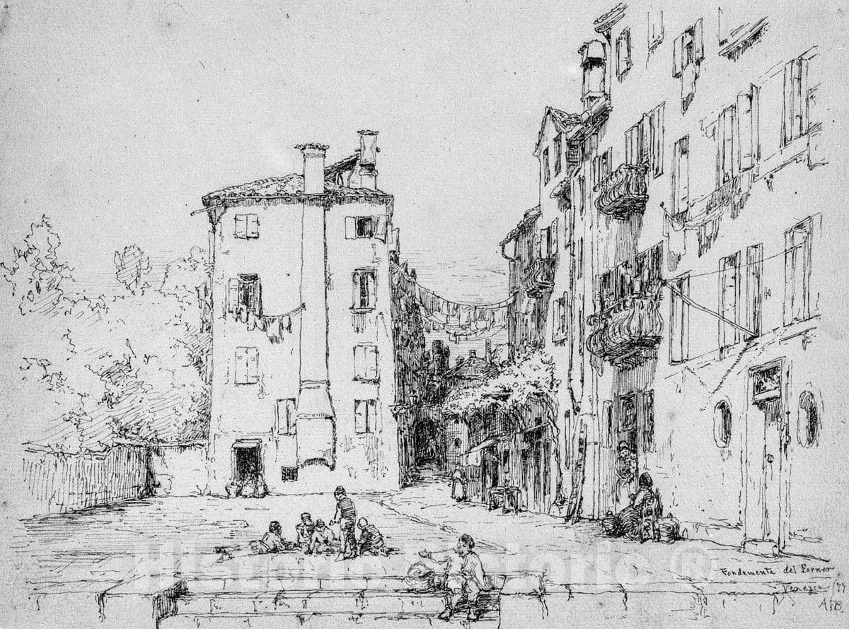 Art Print : Andrew Fisher Bunner - Fondamenta del Forner, Venice : Vintage Wall Art