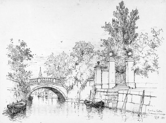 Art Print : Andrew Fisher Bunner - Giardini Publici, Fondamenta San Giuseppe, Venice : Vintage Wall Art