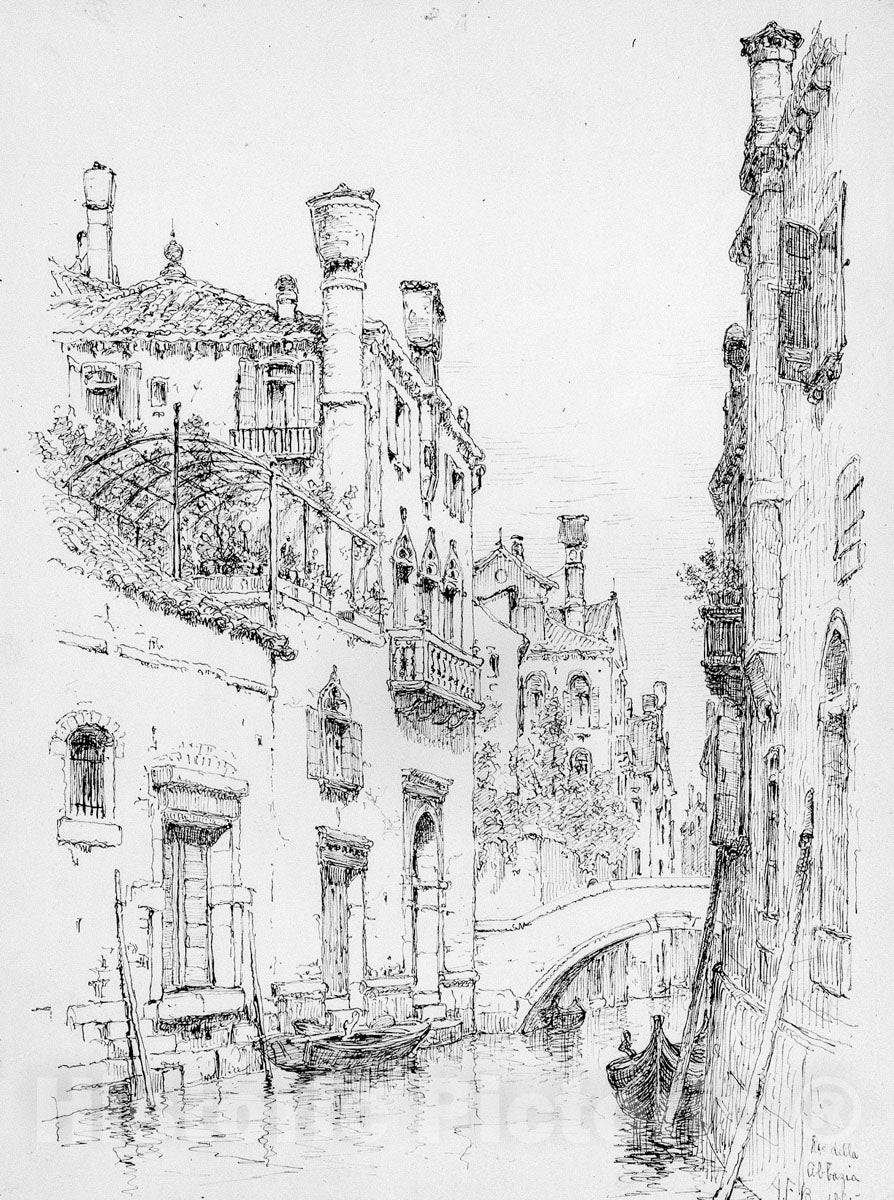 Art Print : Andrew Fisher Bunner - Rio della Abbazia, Venice : Vintage Wall Art