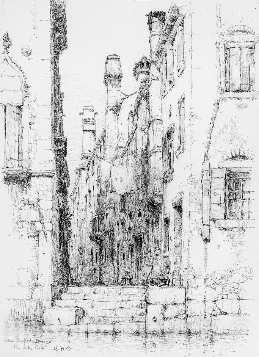 Art Print : Andrew Fisher Bunner - Rio della Pieta, Venice : Vintage Wall Art