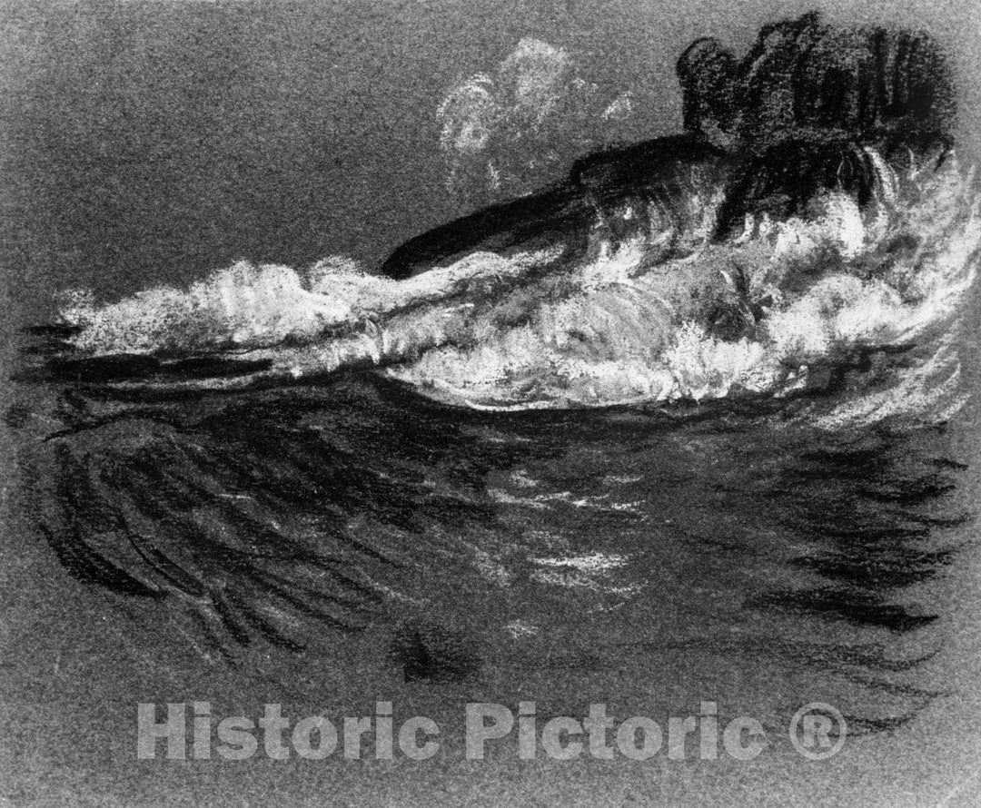 Art Print : Arthur B. Davies - Surf on Rocks : Vintage Wall Art