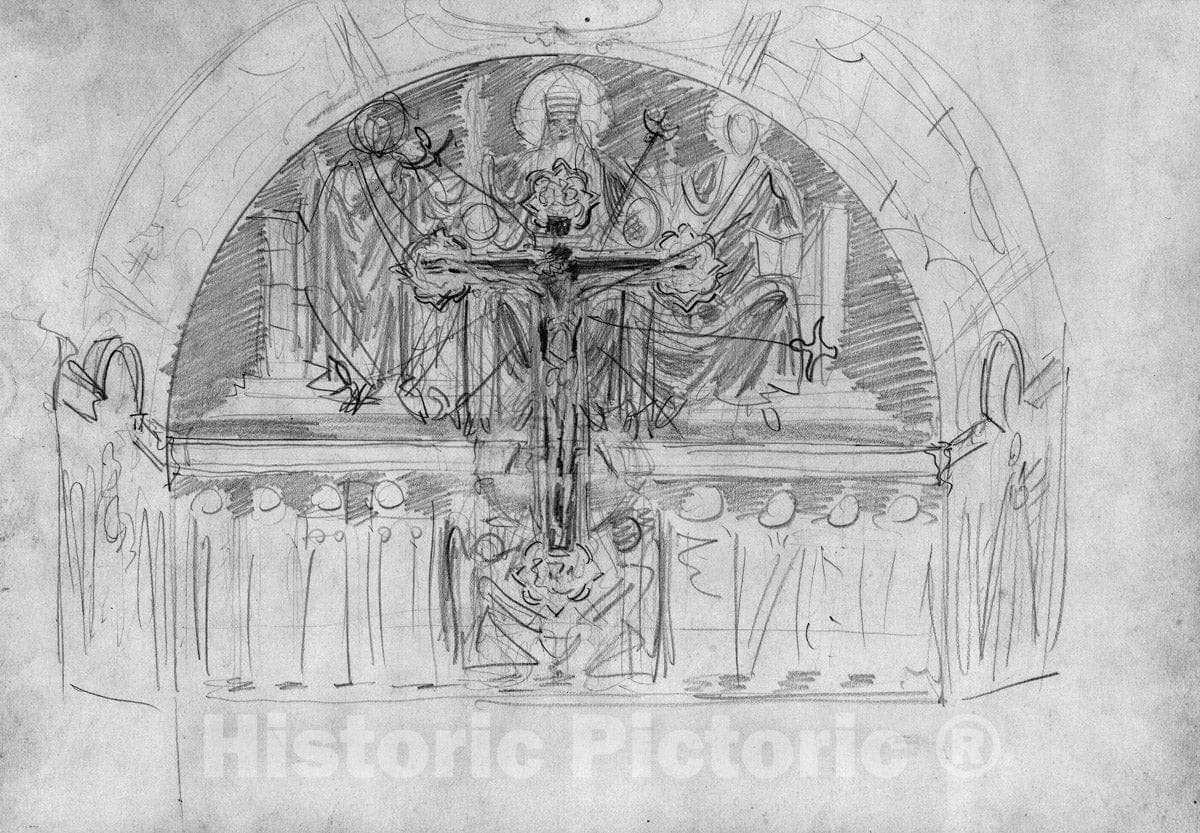 Art Print : John Singer Sargent - Study for South End of the Special Collections Hall : Vintage Wall Art