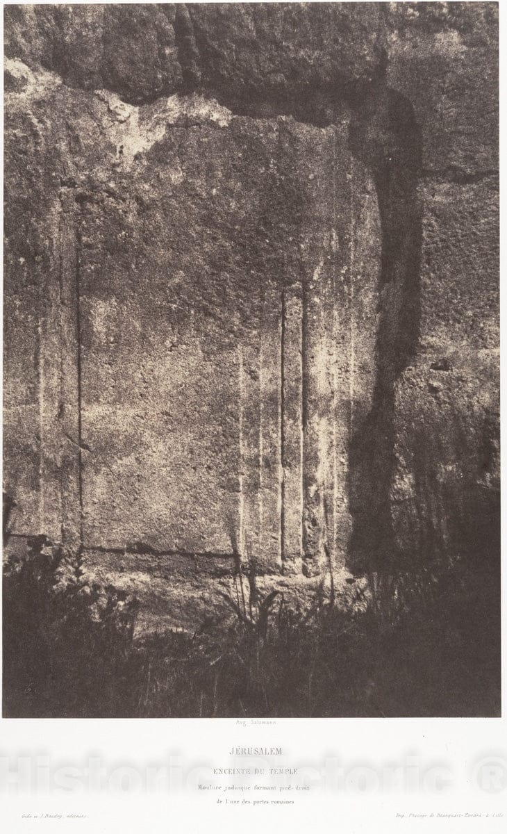 Photo Print : Auguste Salzmann - Jérusalem, Enceinte du Temple, Moulure judaïque formant pied-Droit de l'une des Portes romaines : Vintage Wall Art