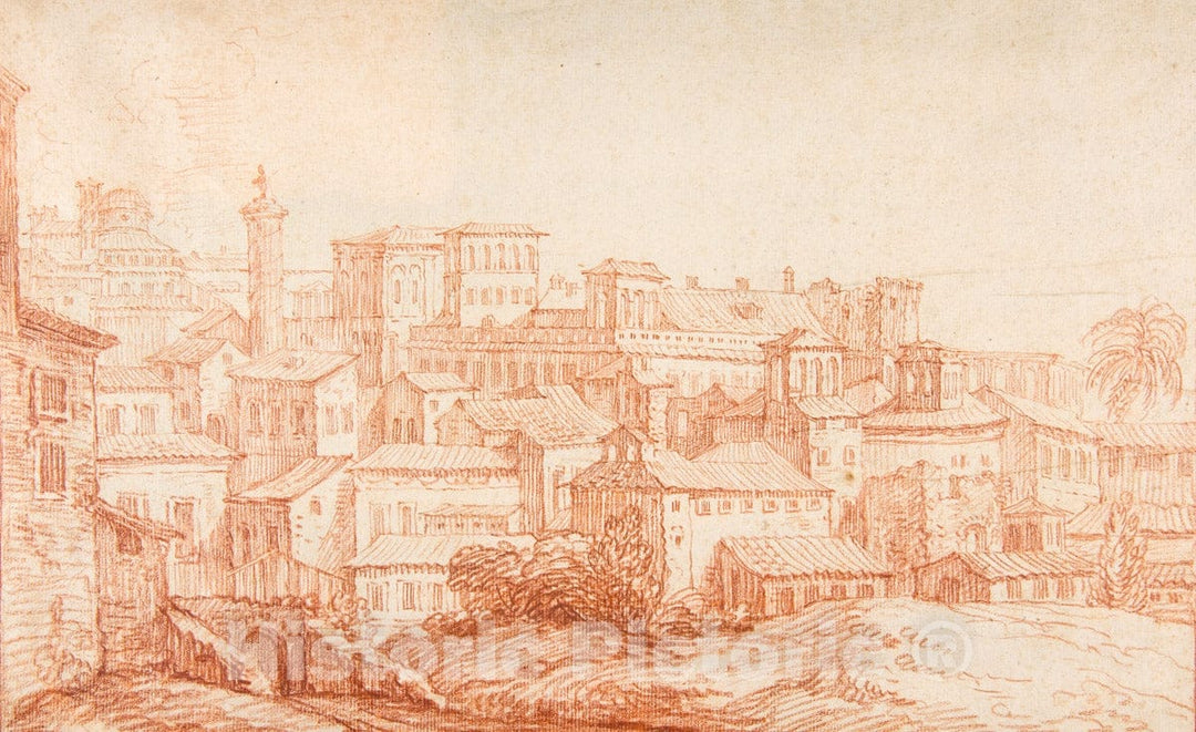 Art Print : François Le Moyne - View of Rome : Vintage Wall Art