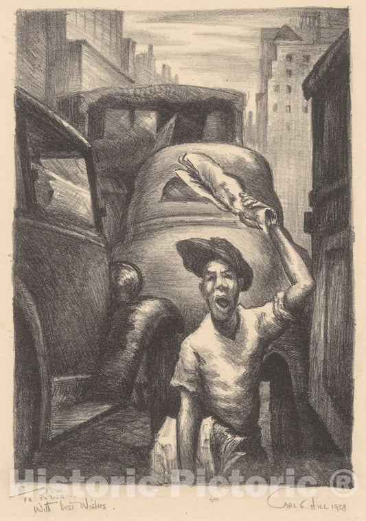 Art Print : Carl G. Hill - Newsboy : Vintage Wall Art