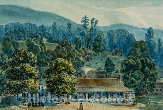 Art Print : John Hazelhurst Boneval Latrobe - Dining Room and Stage Offices at White Sulphur Springs : Vintage Wall Art