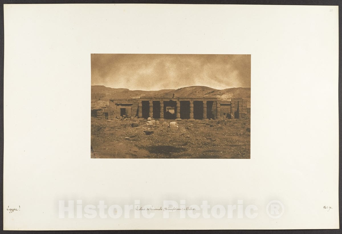 Photo Print : Maxime Du Camp - Palais de Gournah (Ménephtéun) à Thèbes : Vintage Wall Art