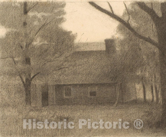 Art Print : Herbert E. Crowley - Landscape with a House : Vintage Wall Art