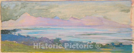 Art Print : John La Farge - The Island of Moorea Looking across the Strait from Tahiti, January 1891 : Vintage Wall Art