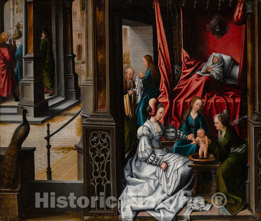 Art Print : Bernard van Orley - The Birth and Naming of Saint John the Baptist : Vintage Wall Art