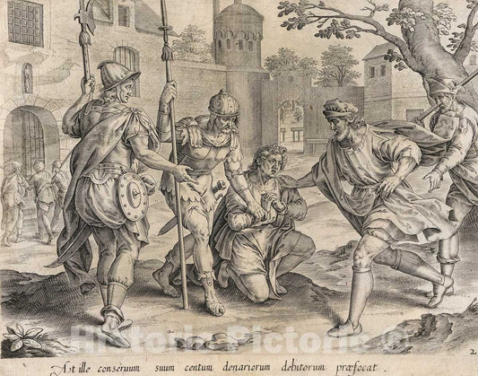 Art Print : Gerard de Jode - The Servant Sending his Fellow Servant to Prison, from The Parable of the Unmerciful Servant : Vintage Wall Art