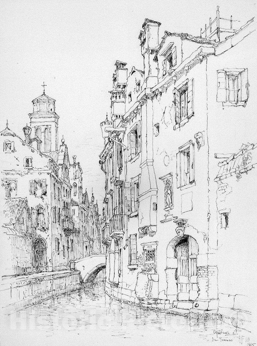 Art Print : Andrew Fisher Bunner - Ogni Santi e San Trovaso, Venice : Vintage Wall Art