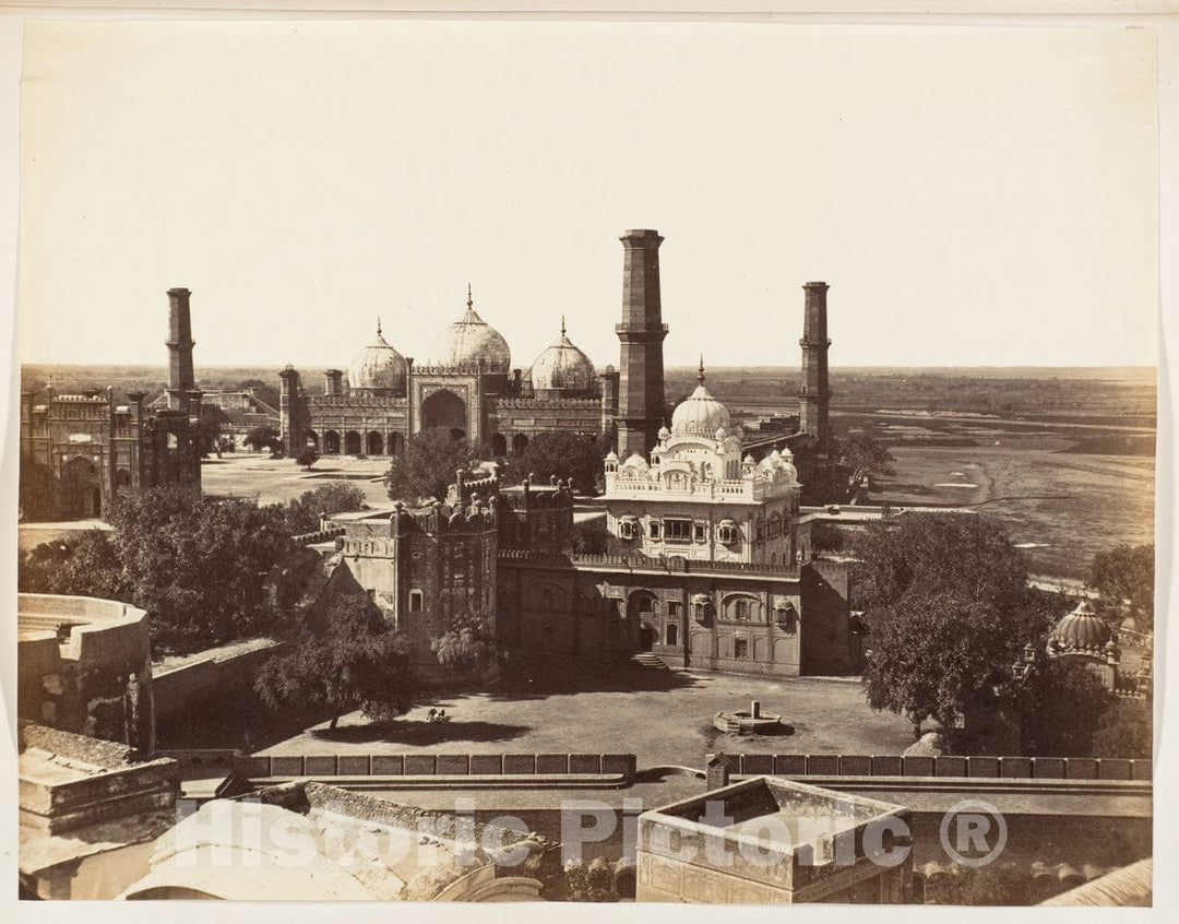 Photo Print : Runjeet Singh's Tomb and The Great Mosque at Lahore : Vintage Wall Art