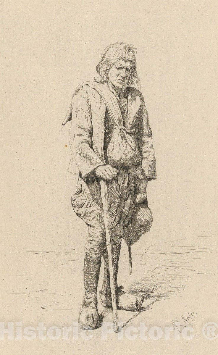 Art Print : Mortimer Menpes - A Breton Beggar : Vintage Wall Art