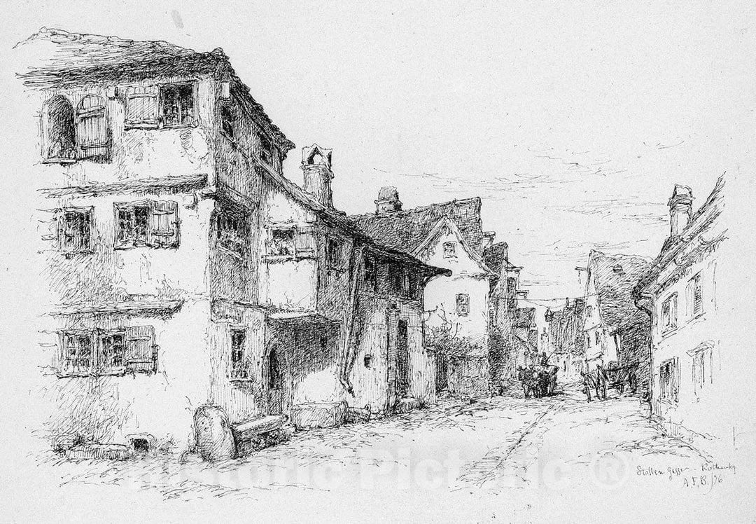 Art Print : Andrew Fisher Bunner - Stollen Gasser, Rothenburg, Germany : Vintage Wall Art