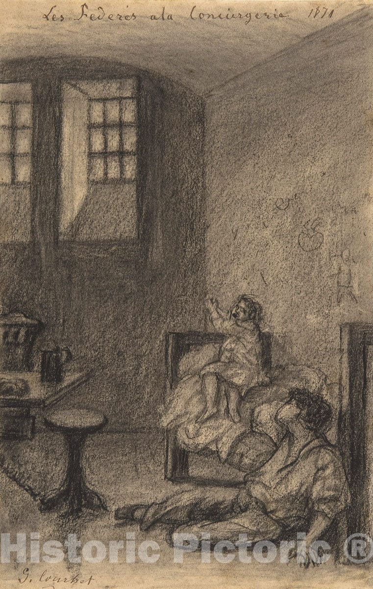 Art Print : Gustave Courbet - Young Communards in Prison (Les Fédérés à la Conciergerie) : Vintage Wall Art