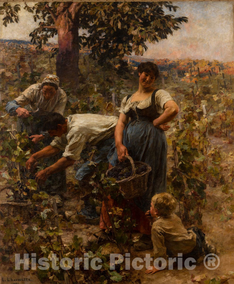 Art Print : Léon-Augustin Lhermitte - The Grape Harvest : Vintage Wall Art