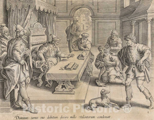 Art Print : Gerard de Jode - The King Cancelling his Servant's Debt, from the Parable of the Unmerciful Servant : Vintage Wall Art