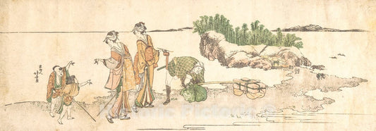 Art Print : Katsushika Hokusai - Women in a Landscape : Vintage Wall Art