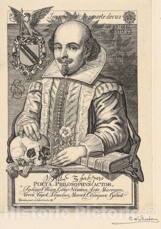 Art Print : Charles William Sherborn - William Shakespeare  v.1 : Vintage Wall Art