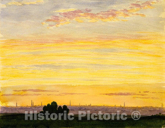 Art Print : Henry Farrer - City and Sunset : Vintage Wall Art