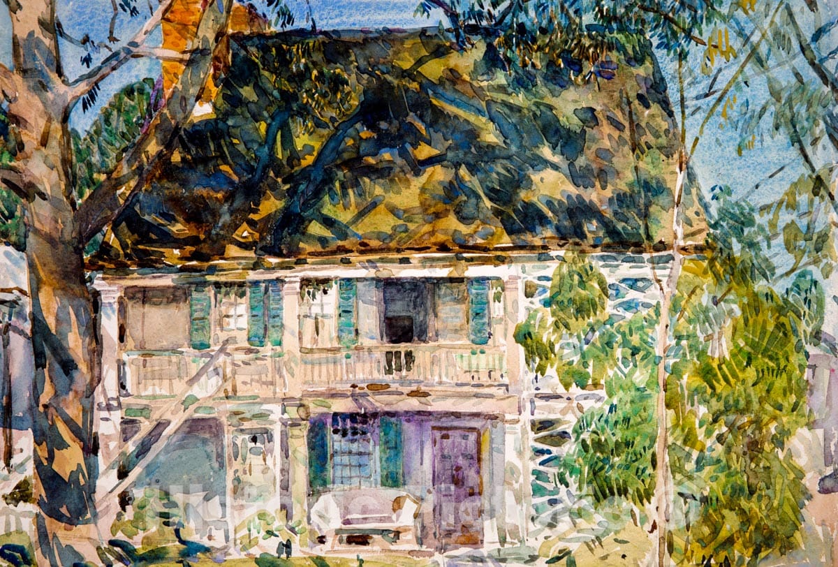 Art Print : Childe Hassam - The Brush House : Vintage Wall Art