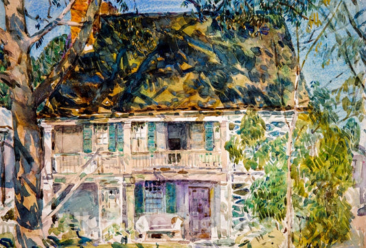 Art Print : Childe Hassam - The Brush House : Vintage Wall Art