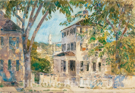 Art Print : Childe Hassam - Street in Portsmouth : Vintage Wall Art