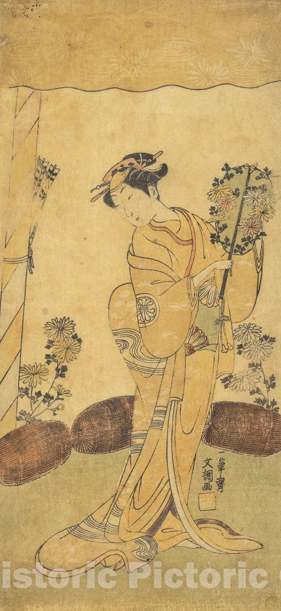 Art Print : Ippitsusai Bunch? - The Second Segawa Kikunoj? in the Role of Reizei in "Ima-o-sakari Suehiro Genji" : Vintage Wall Art