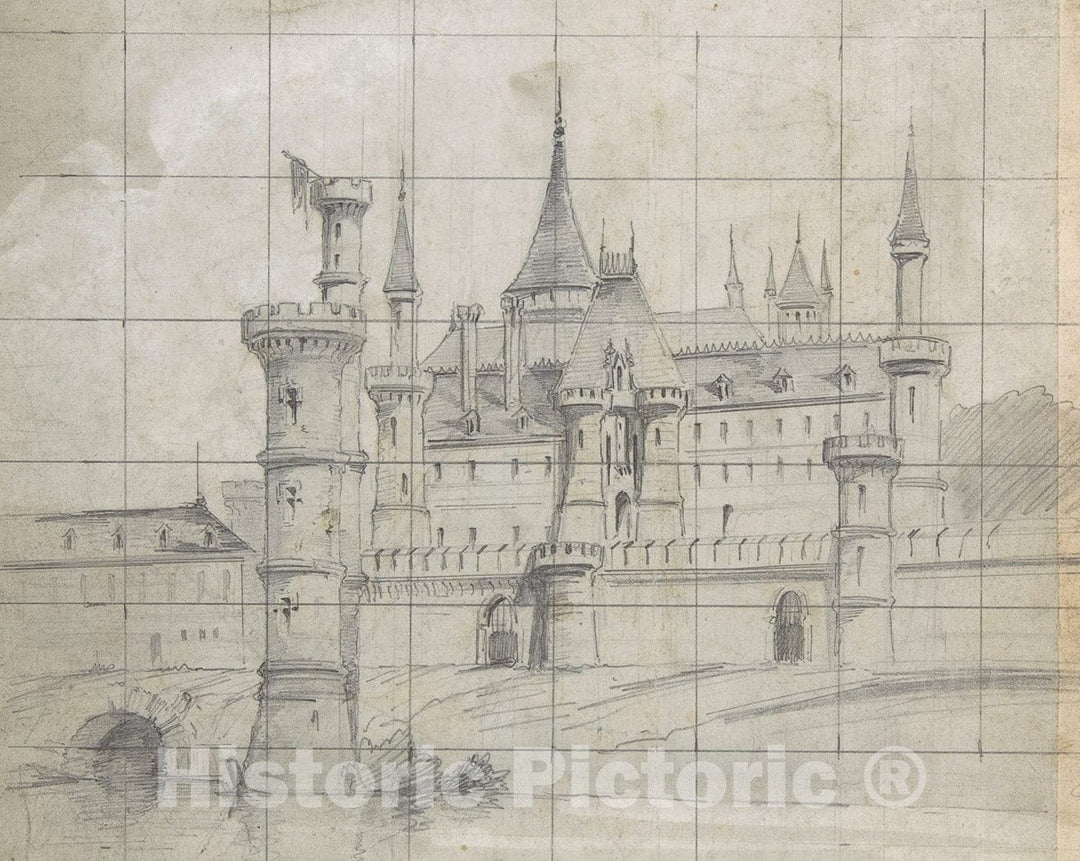 Art Print : Eugène Cicéri - Design for a Stage Set at the Opéra, Paris  v.2 : Vintage Wall Art