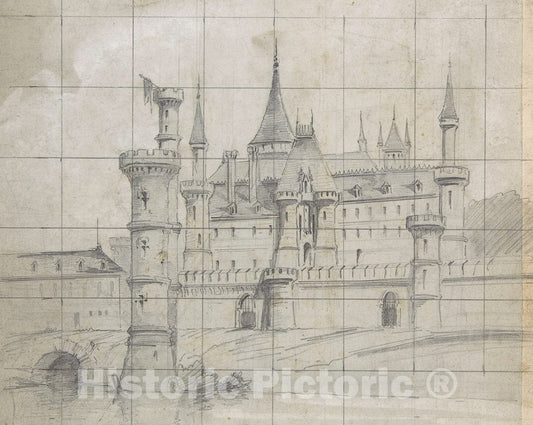 Art Print : Eugène Cicéri - Design for a Stage Set at the Opéra, Paris  v.2 : Vintage Wall Art