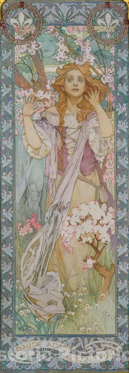 Art Print : Alphonse Mucha - Maude Adams (1872–1953) as Joan of Arc : Vintage Wall Art
