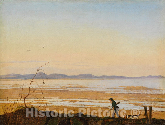 Art Print : Johan Thomas Lundbye - An Evening beside Lake Arresø : Vintage Wall Art