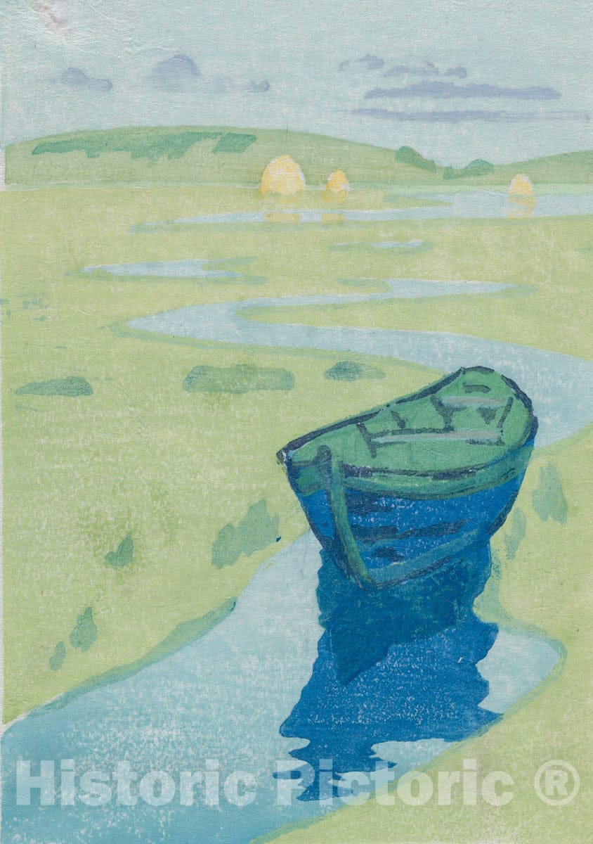 Art Print : Arthur Wesley Dow - "The Derelict" or "The Lost Boat"  v.3 : Vintage Wall Art