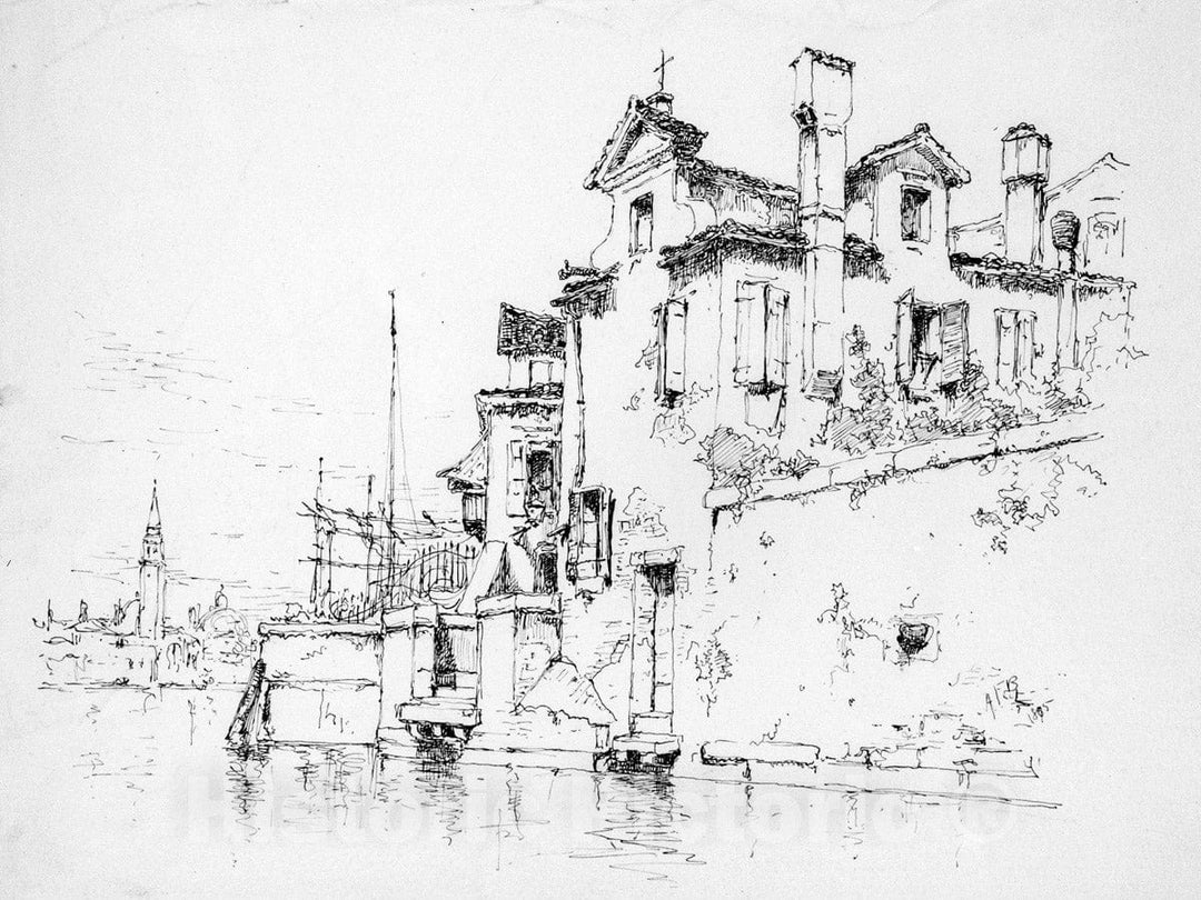 Art Print : Andrew Fisher Bunner - Sketch of Venice : Vintage Wall Art