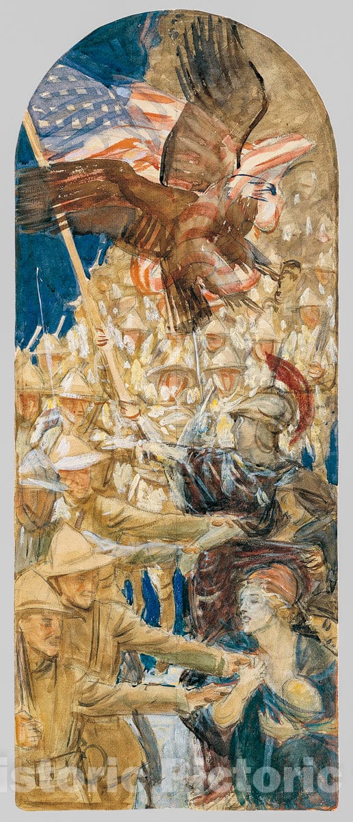 Art Print : John Singer Sargent - Study for "The Coming of the Americans" : Vintage Wall Art