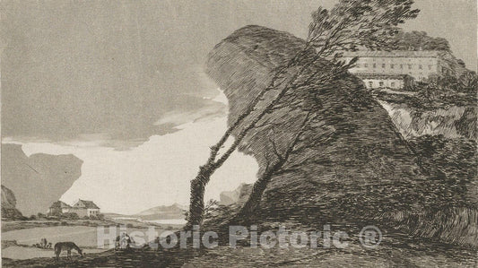 Art Print : Goya - Landscape with buildings and trees : Vintage Wall Art