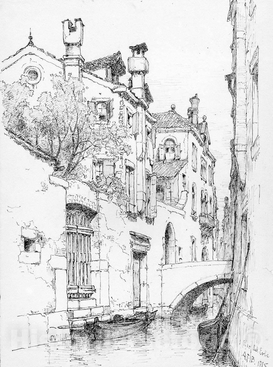 Art Print : Andrew Fisher Bunner - Rio del Erbe, Venice : Vintage Wall Art