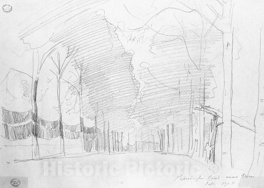 Art Print : John Singer Sargent - Poperinghe Road near Ypres : Vintage Wall Art